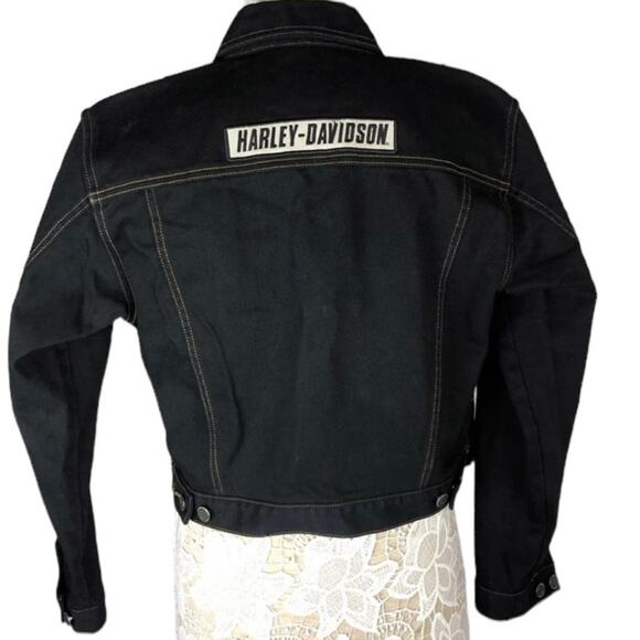 Harley Davidson vintage denim black jacket Ladies cotton size small - Picture 6 of 13